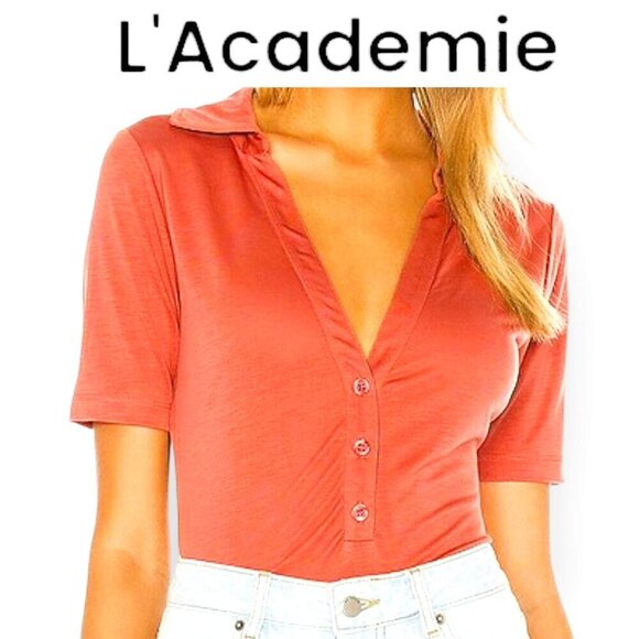 Revolve L'Academie Fernande Lyocell Top Deep Sea Coral M - Picture 1 of 13